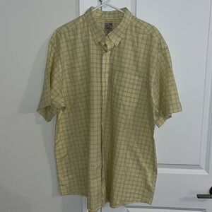 Gold Yellow plaid tartan travel Travelsmith Cotton Travel trendy men’s big shirt